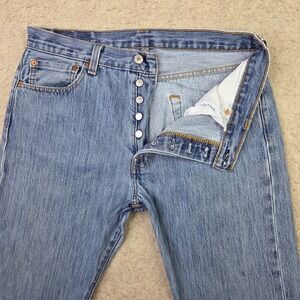 Levi's 501 Jeans Men's 34x34 Blue Cotton Denim Straight Button Fly Faded Travel